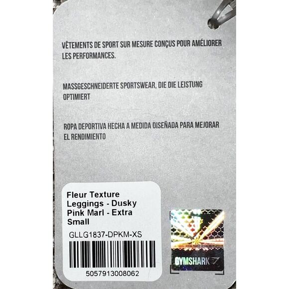 NWT GYMSHARK Compression Fit Fleur Texture Leggings Dusky Pink Marl Workout XS - Picture 8 of 9